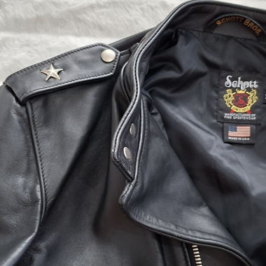 Giacca da biker in pelle Schott nera taglia 46