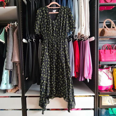 Claudie Pierlot Long Floral Panel Dress Black