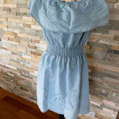 Robe bleu clair épaules dénudées Gr. XL/42