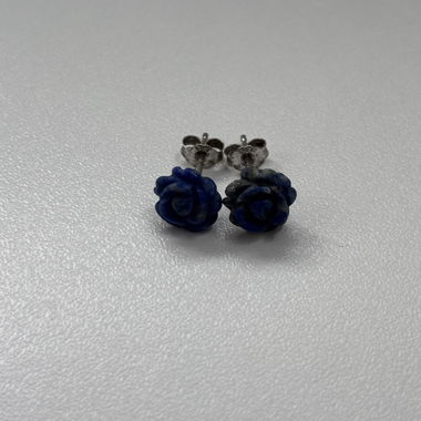 Orecchini a bottone Lapis Lazuli Rosa Argento 925