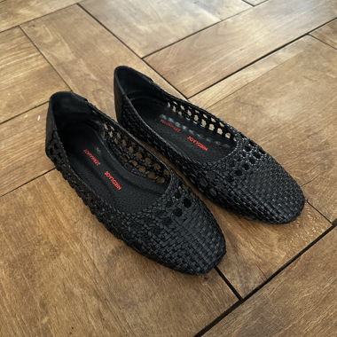 Black Leather Ballet Flats