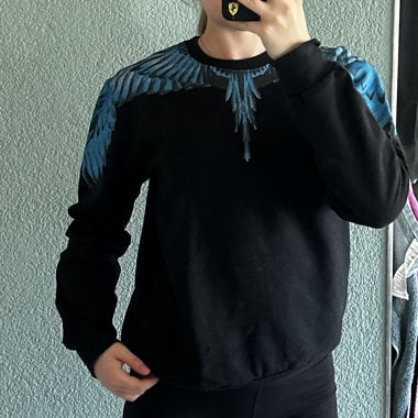 Pullover mit blauen Flügel