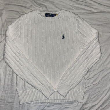 Maglione lavorato a maglia bianco con logo nero