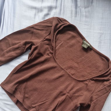 Violettes cropped Langarmshirt