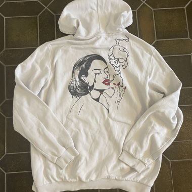 white graphic hoodie