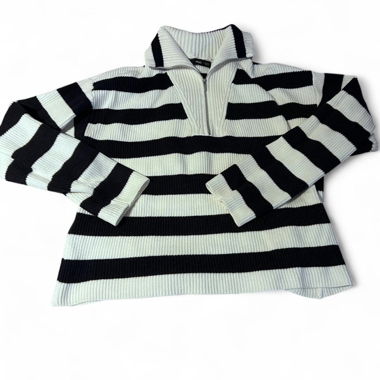 Maglione a maglia con zip a righe