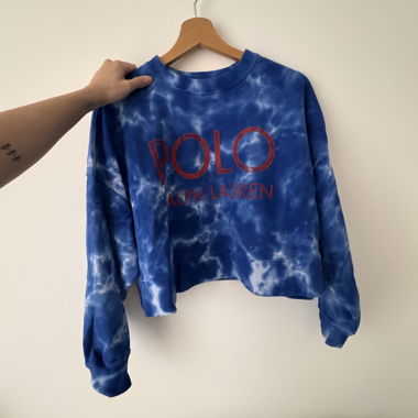 Crop sweatshirt blu tie-dye Polo Ralph Lauren
