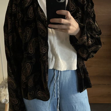 Vintage Velvet Jacket with Paisley Pattern