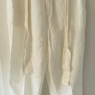 White Linen Paperbag Trousers EUR 40