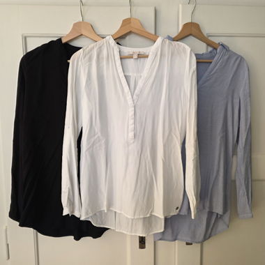 Trois blouses-tuniques à manches longues