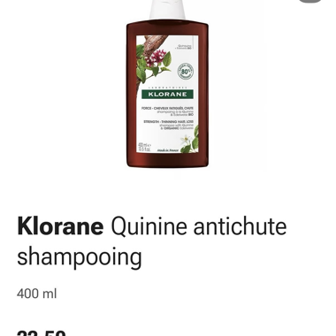 Shampoo Klorane con chinino anti-caduta 400 ml