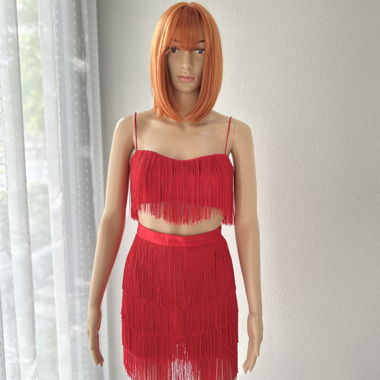 Rotes Fransen-Mini-Kleidungsset
