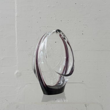 Coupe en verre de cristal avec sur-vert violet, années 1970