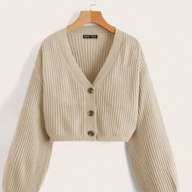 Cardigans beige et bouton blanc - Shein
