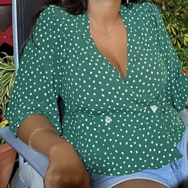 Camicia Mango Verde a Pois