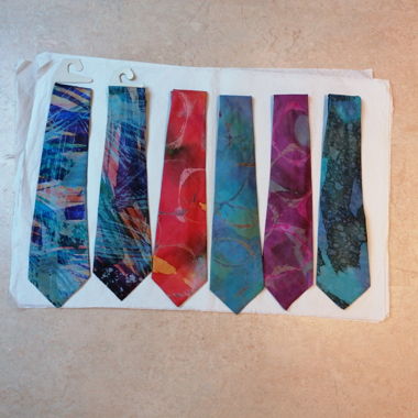 6 Seiden Krawatten Batik Neu Boom Baba