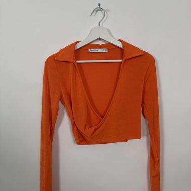 Bershka Orange Long Sleeve Top