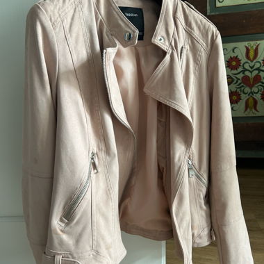 pink faux suede velvety biker jacket