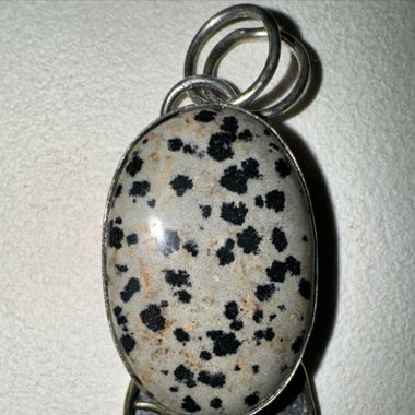 Dalmatiner Jaspis Edelstein Anhänger 925 Silber