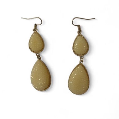 Boucles d’oreilles goutte en or & crème