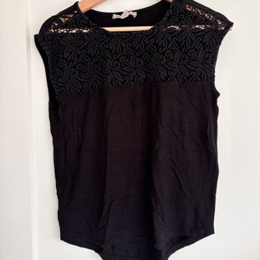 Blusa con pizzo nera Anna Field S