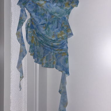 Asymmetrisches Tubetop Blau mit Print