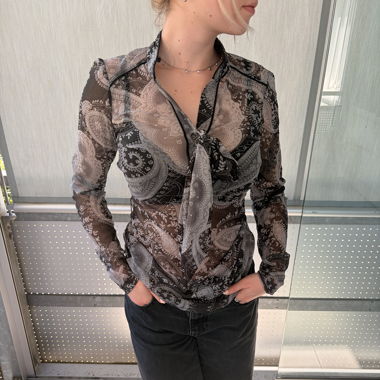 Transparente Paisley-Bluse y2k