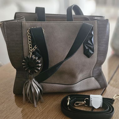 Grey/Brown/Black Tote Bag