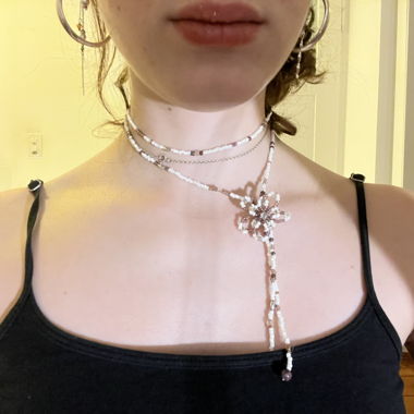 Pearl Necklace with Flower Pendant