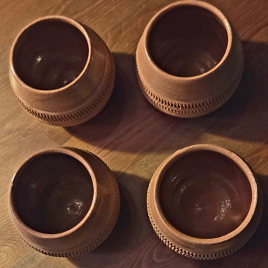 Set di 4 ciotole in terracotta (Cuba) decorate