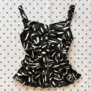 japanisches Vintage: waldgrüne gestufte Camisole