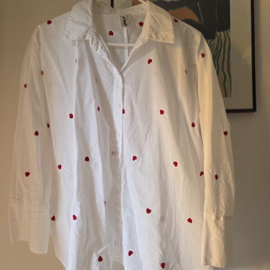 Cotton Summer Blouse – with Heart Embroideries