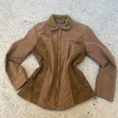 Veste marron à motifs paisley zippée