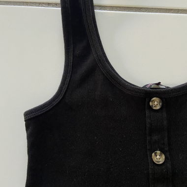 Black button tank top