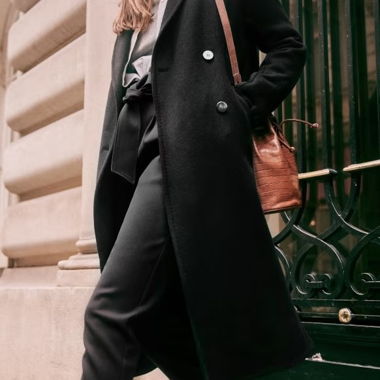 Sezane - Cappotto lungo nero 60% lana