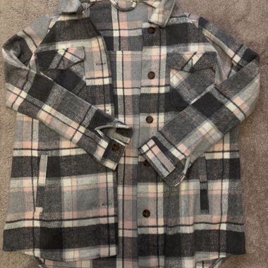 Overshirt à carreaux gris et rose