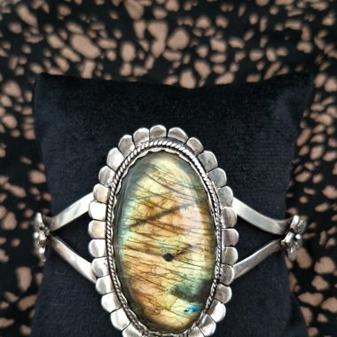 Bracelet "fleurs" avec labradorite géante