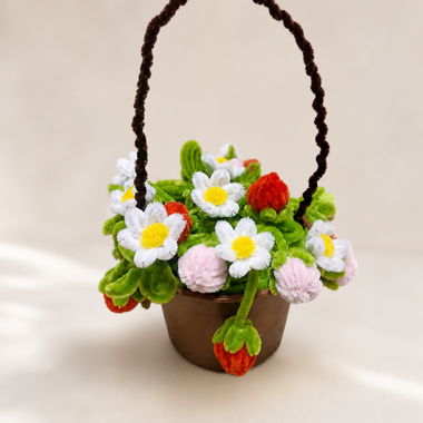 Panier fleurs chenille
