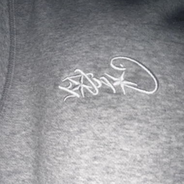 Grey embroidered hoodie, size M