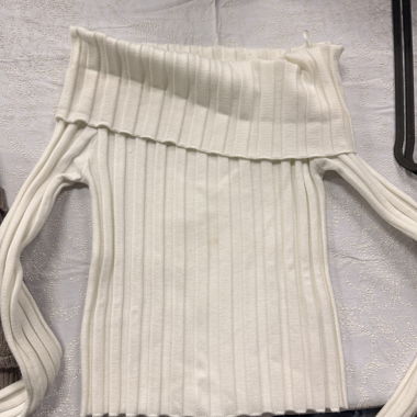 White Off-Shoulder Knit Sweater