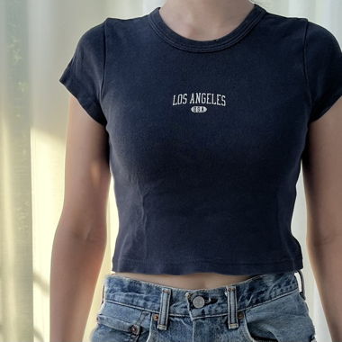 navy printed babytee
