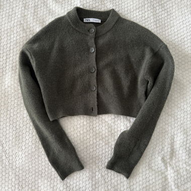 Zara green cropped cardigan