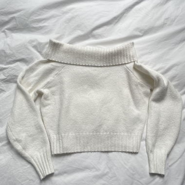 Weisser Off shoulder Pullover 