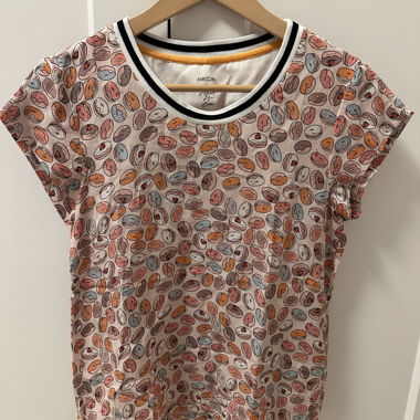 Marc Cain Blouse Shirt with Donut Print 100% Silk