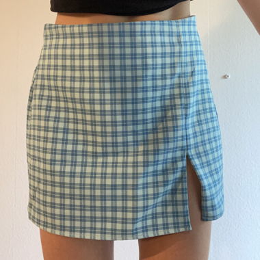 mini skirt (light blue/chessboard)