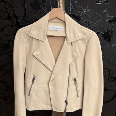 BULLY Echtleder Bikerjacke beige Grösse 34