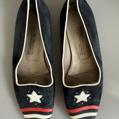 Ballerinas aus marineblauem Veloursleder Royal Chaussures