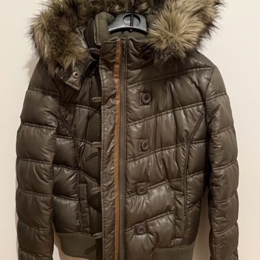 Yes or No - Piumino marrone con pelliccia