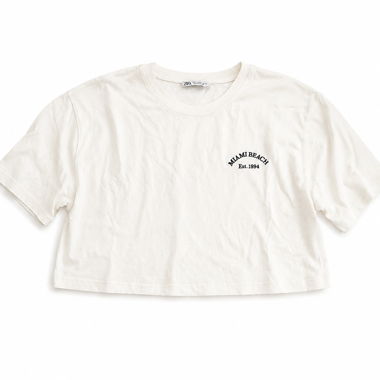 Zara white crop T-shirt