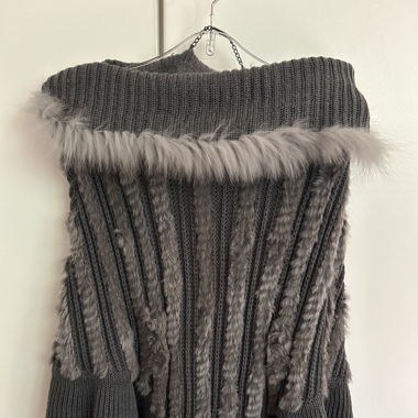 Poncho K-Yen maille et fourrure